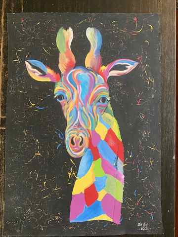 Colorful Giraffe painting - Contemporary Giraffe art from Southern Africa. Giraffe Wall Art & Giraffe Home Decor