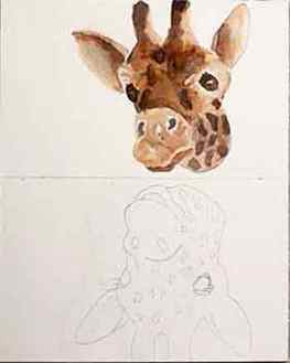 Paint the giraffe subject before the background.
