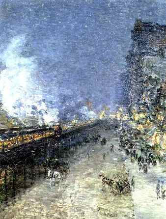 The El, New York, 1894 (oil on canvas) by Childe Hassam,(1859-1935)