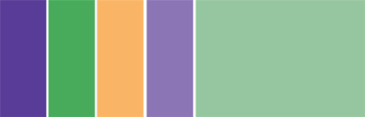 Color bar with purple, green, and orange triadic colors
