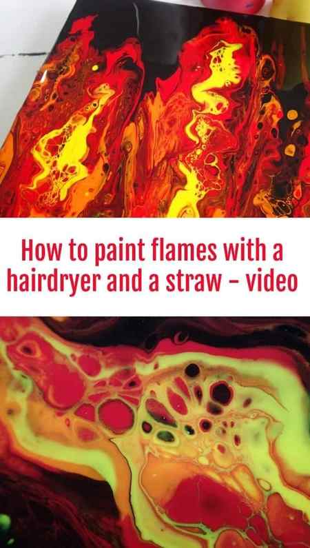 How to use a straw and a hairdryer to paint flames with acrylic paint