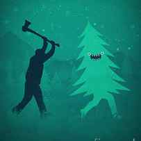 Funny Cartoon Christmas tree is chased by Lumberjack Run Forrest Run by Philipp Rietz