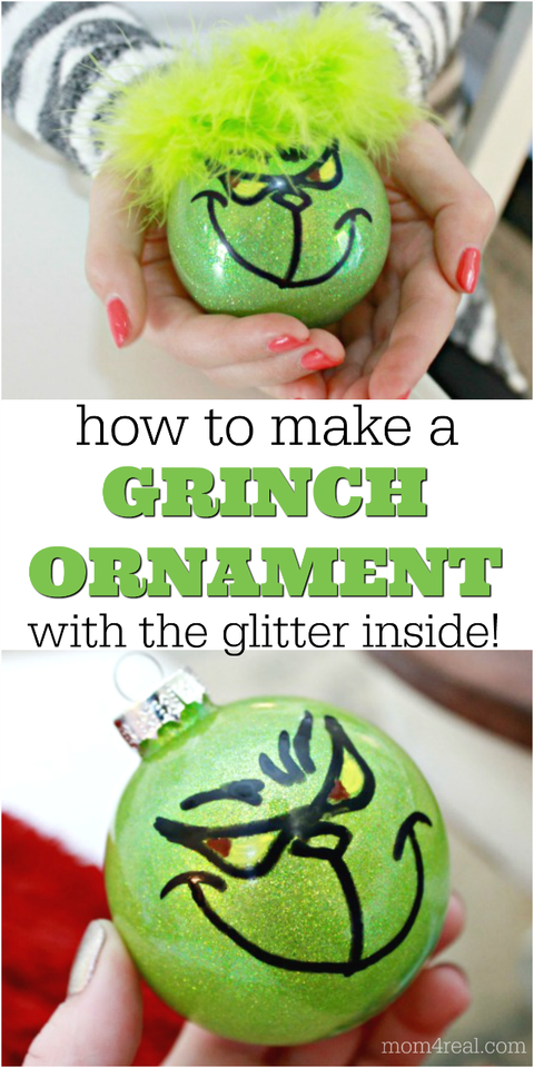 homemade Grinch Christmas ornaments