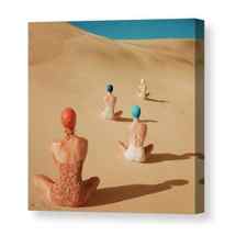 Models Sitting On Sand Dunes Canvas Print / Canvas Art by Clifford Coffin