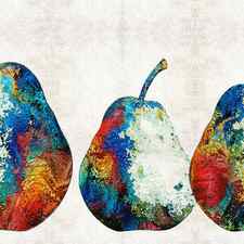 Colorful Pear Art - Three Pears - By Sharon Cummings by Sharon Cummings