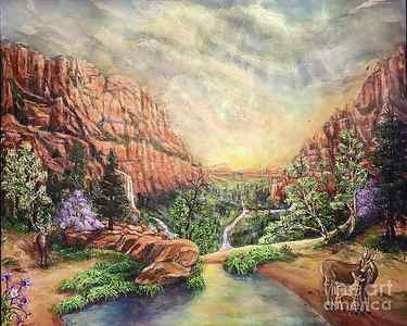 Wall Art - Painting - You Restore my Soul. Zion after the Storm by Bonnie Marie