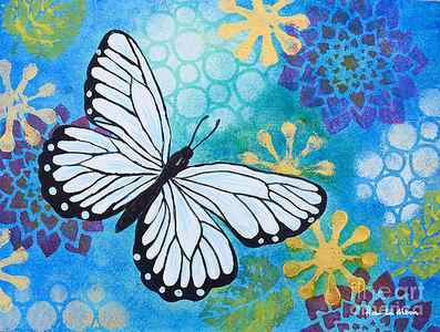 Wall Art - Painting - Butterfly In Flight #2 by Hao Aiken