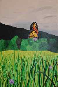 Wall Art - Painting - Monarch On Clover by Alex Olchowski