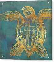 Deep Sea Life III Golden Sea Turtle, ocean texture by Tina Lavoie