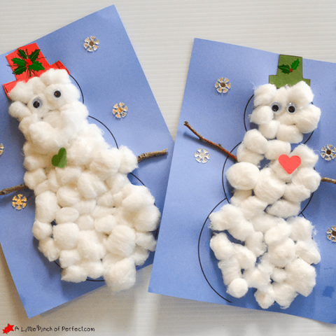 Cotton ball snowman craft - A Little Pinch of Perfect