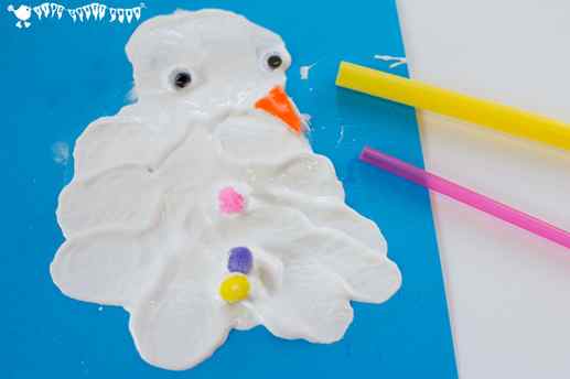 melting snowman blow painting - kids craft room