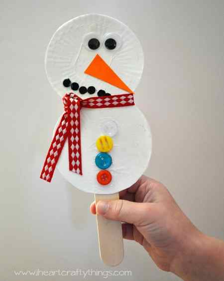 I Heart Crafty Things - Snowman Stick Puppet
