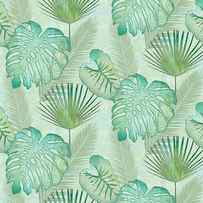 Rainforest Tropical - Elephant Ear and Fan Palm Leaves Repeat Pattern by Audrey Jeanne Roberts