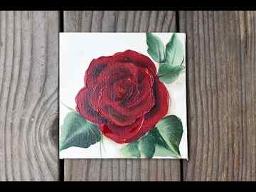 Easy Acrylic Paint a Red rose Painting a Day 2