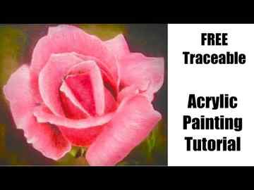 How to paint a rose floral paintings acrylic painting tutorials FREE traceable