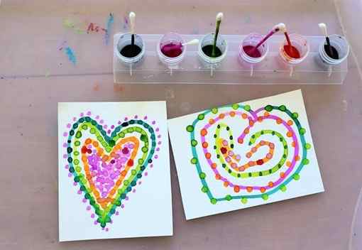 hearts made with pointillism
