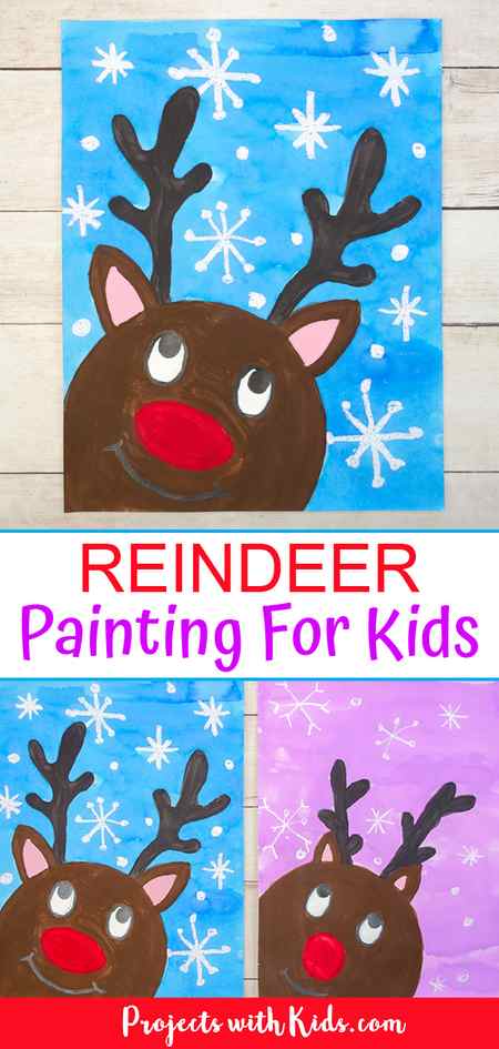 Adorable reindeer painting for kids to make.