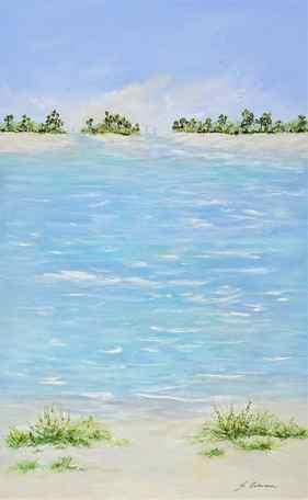 TROPICAL ISLAND. Seascape Painting of Florida Beach thumb