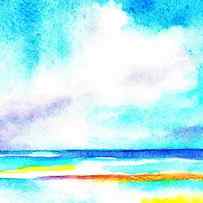 Bright Summer Day at the Beach by Carlin Blahnik CarlinArtWatercolor