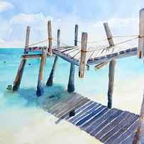 Old Pier on Playa Paraiso by Carlin Blahnik CarlinArtWatercolor
