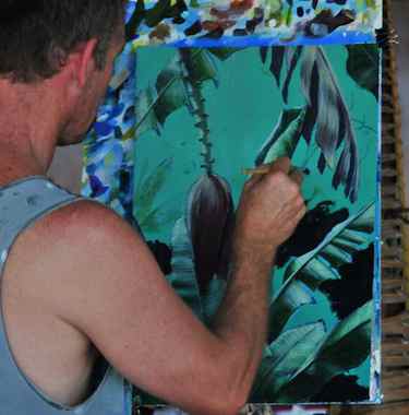 Mark Waller's tropical landscape, painted in situ in Fiji