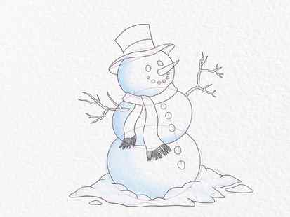 Snowman drawing - step 15
