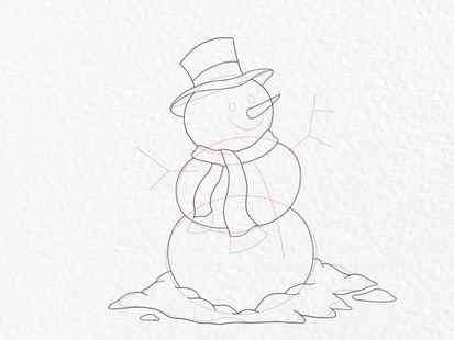 Snowman drawing - step 10