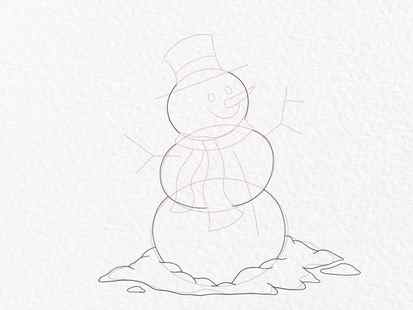 Snowman drawing - step 8