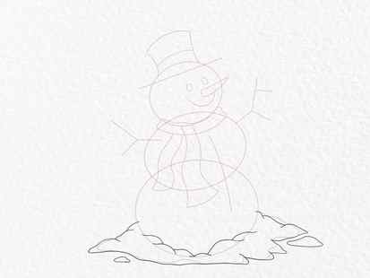 Snowman drawing - step 7
