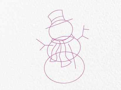 Snowman drawing - step 4