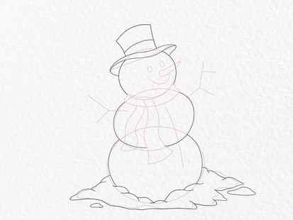 Snowman drawing - step 9