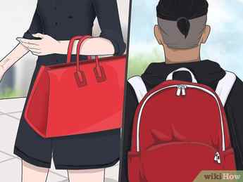 Step 5 Carry a red handbag or backpack to brighten your outfit.