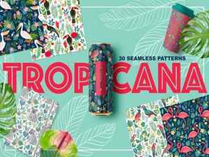 TROPICANA, 30 Seamless Patterns branding ornament packaging parrot seamless pattern summer style tropical tropical birds