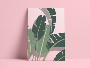 Pretty Bird bird of paradise design illustration palm plant poster shadow