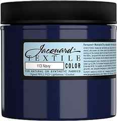 Jacquard Fabric Paint for Clothes - 8 Oz Textile Color - Navy Blue - Leaves Fabric Soft - Permanent and Colorfast - Profes. 