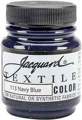 Jacquard Fabric Paint for Clothes - 2.25 Oz Textile Color - Navy Blue - Leaves Fabric Soft - Permanent and Colorfast - Pro. 