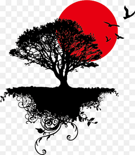 silhouette of trees illustration, Tree Art, Sunset, love, cdr, heart png thumbnail