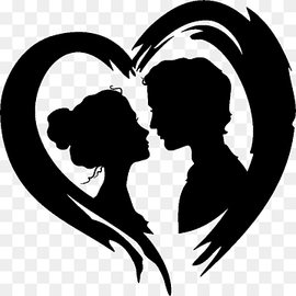 Silhouette Black White Character, couple figure, love, white, heart png thumbnail