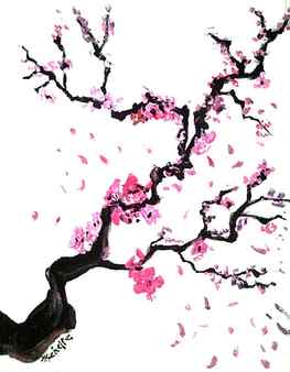 Cherry Blossom Art, Cherry Blossom Drawing HD phone wallpaper