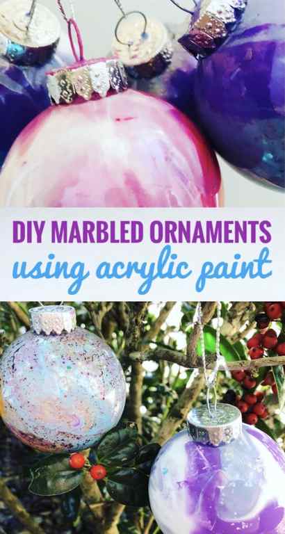 Create beautiful ornaments with plastic globes and acrylic paint. This is a great craft to do with kids this Christmas. So fun to mix the colors.