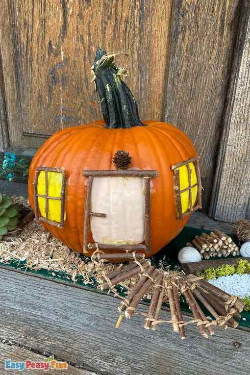 No Carve Pumpkin Fairy House