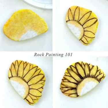 how to paint a sunflower steps 1-4