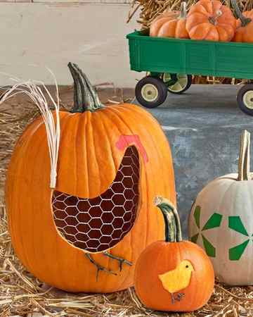 hen and chicks pumpkin carving idea