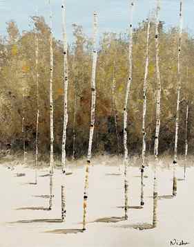 Abstract Winter Aspen Tree Painting thumb