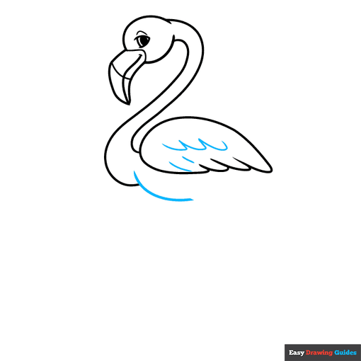 Cartoon Flamingo step-by-step drawing tutorial: step 5