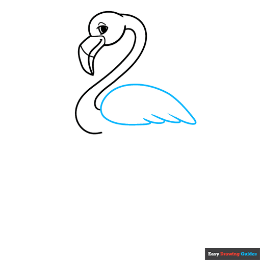 Cartoon Flamingo step-by-step drawing tutorial: step 4