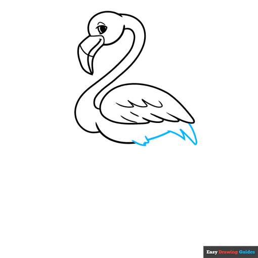 Cartoon Flamingo step-by-step drawing tutorial: step 6