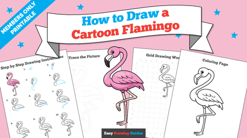 How to Draw a Cartoon Flamingo Printable Thumbnail
