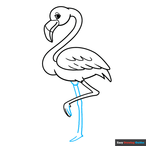 Cartoon Flamingo step-by-step drawing tutorial: step 8