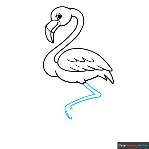 Cartoon Flamingo step-by-step drawing tutorial: step 7